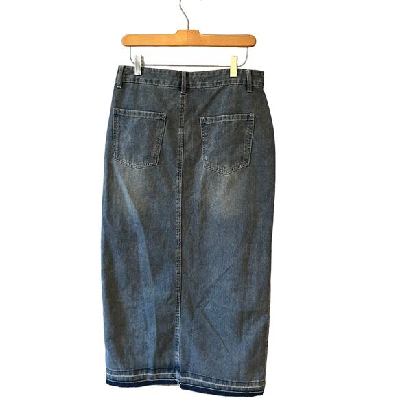 Happily Grey Long Denim Midi Skirt Medium Wash 27 - Picture 3 of 6